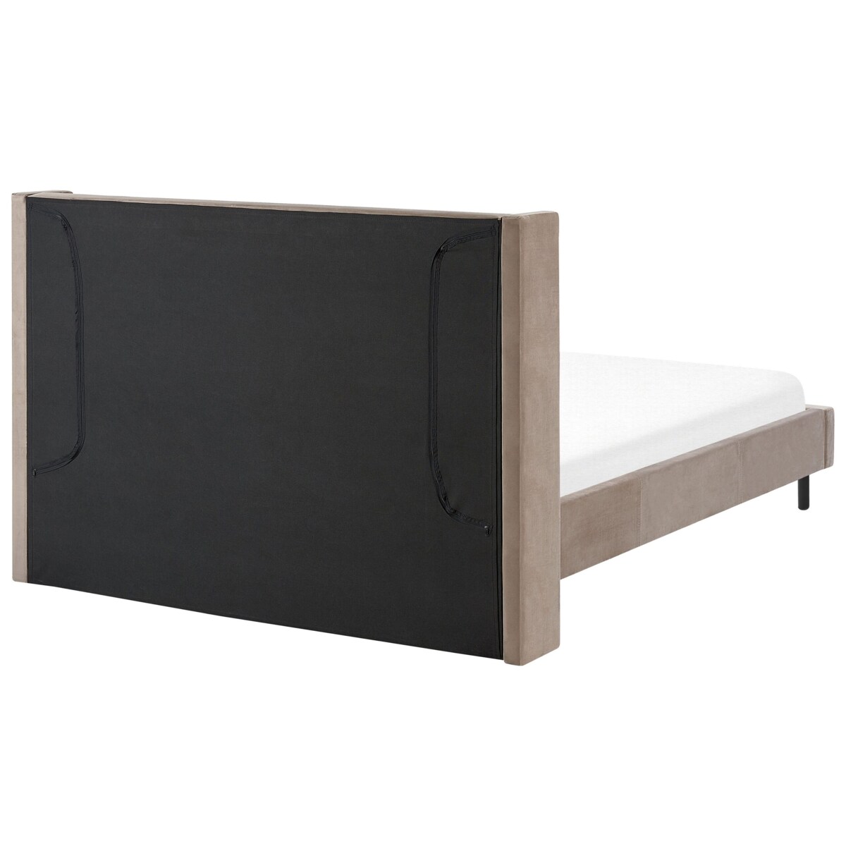 Łóżko welurowe 140 x 200 cm beżowoszare VILETTE