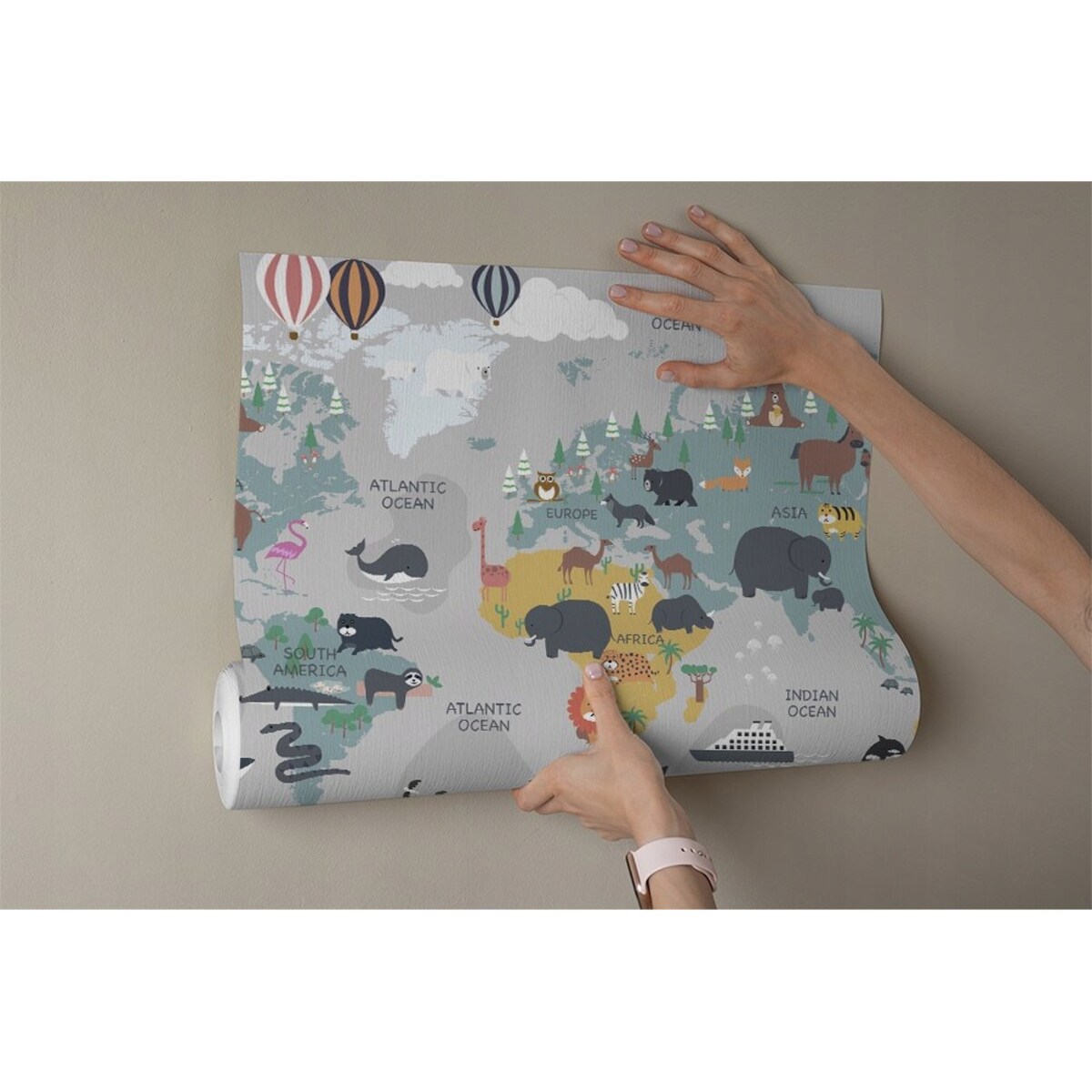 Fototapeta Mapa_Swiata_Ze_Zwierzetami Do Sypialni Salonu Ścienna 400X280