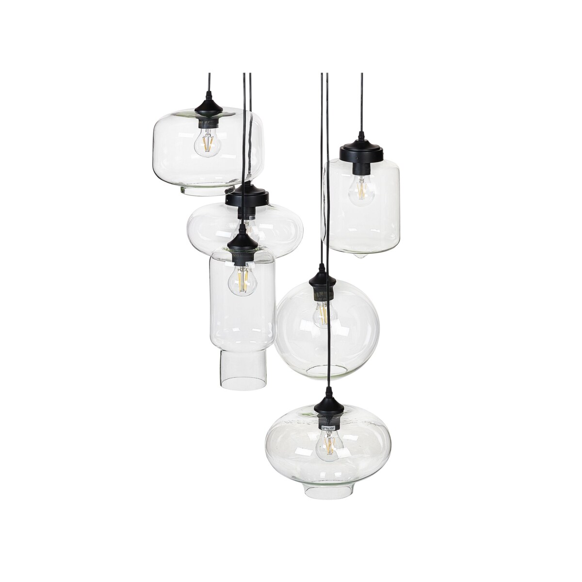 Lampa wisząca szklana 6-punktowa przezroczysta BEMBOKA