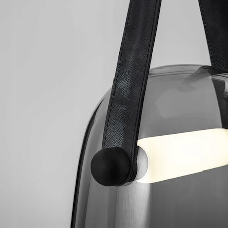 Lampa Wisząca Grey Szklana Z Paskiem Czarny Led