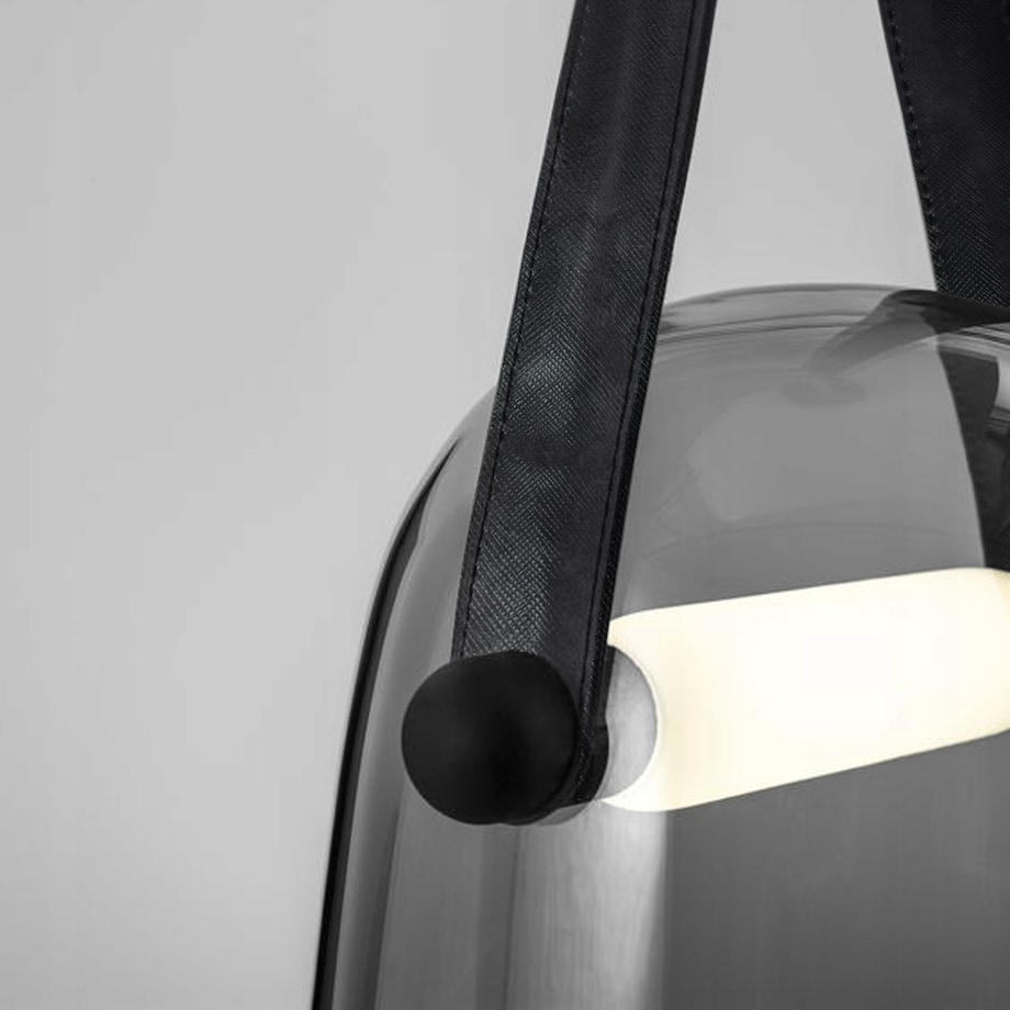 Lampa Wisząca Grey Szklana Z Paskiem Czarny Led