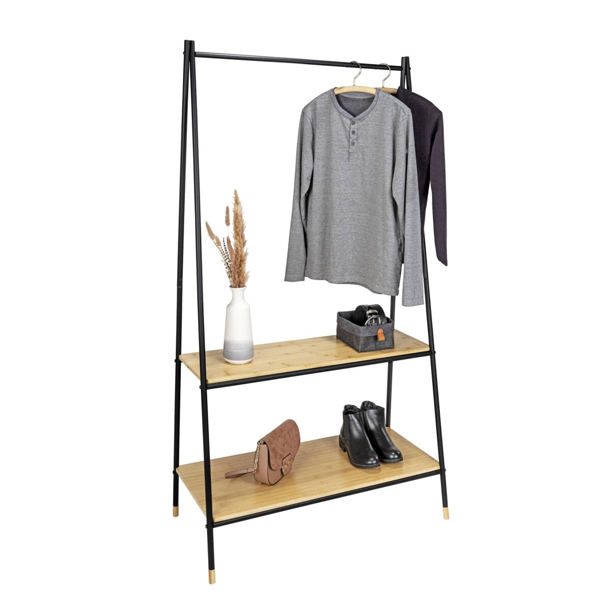 Stojący wieszak z bambusowymi półkami, 90 x 167 x 42 cm, Loft, WENKO