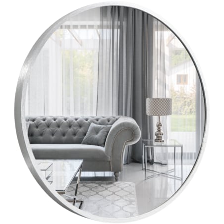 Lustro okrągłe w ramie srebrne 50cm