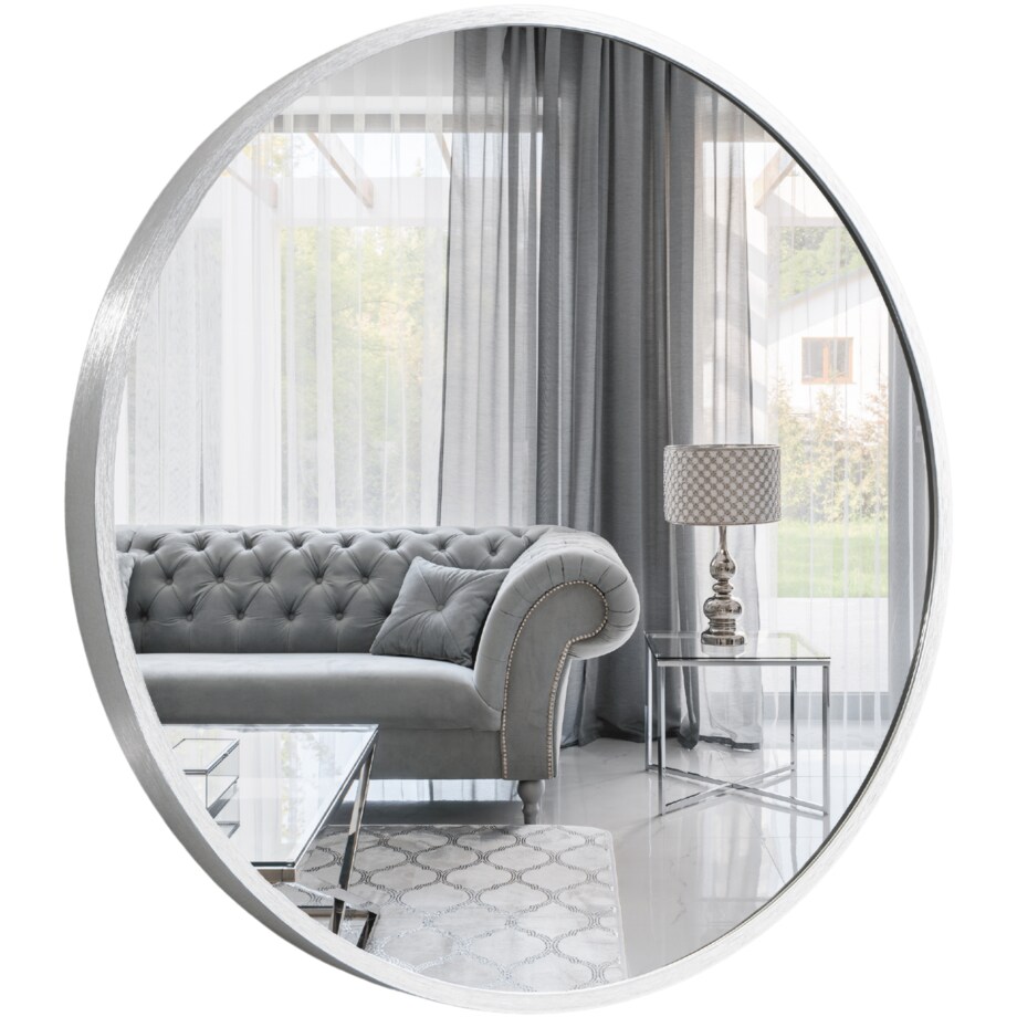 Lustro okrągłe w ramie srebrne 50cm