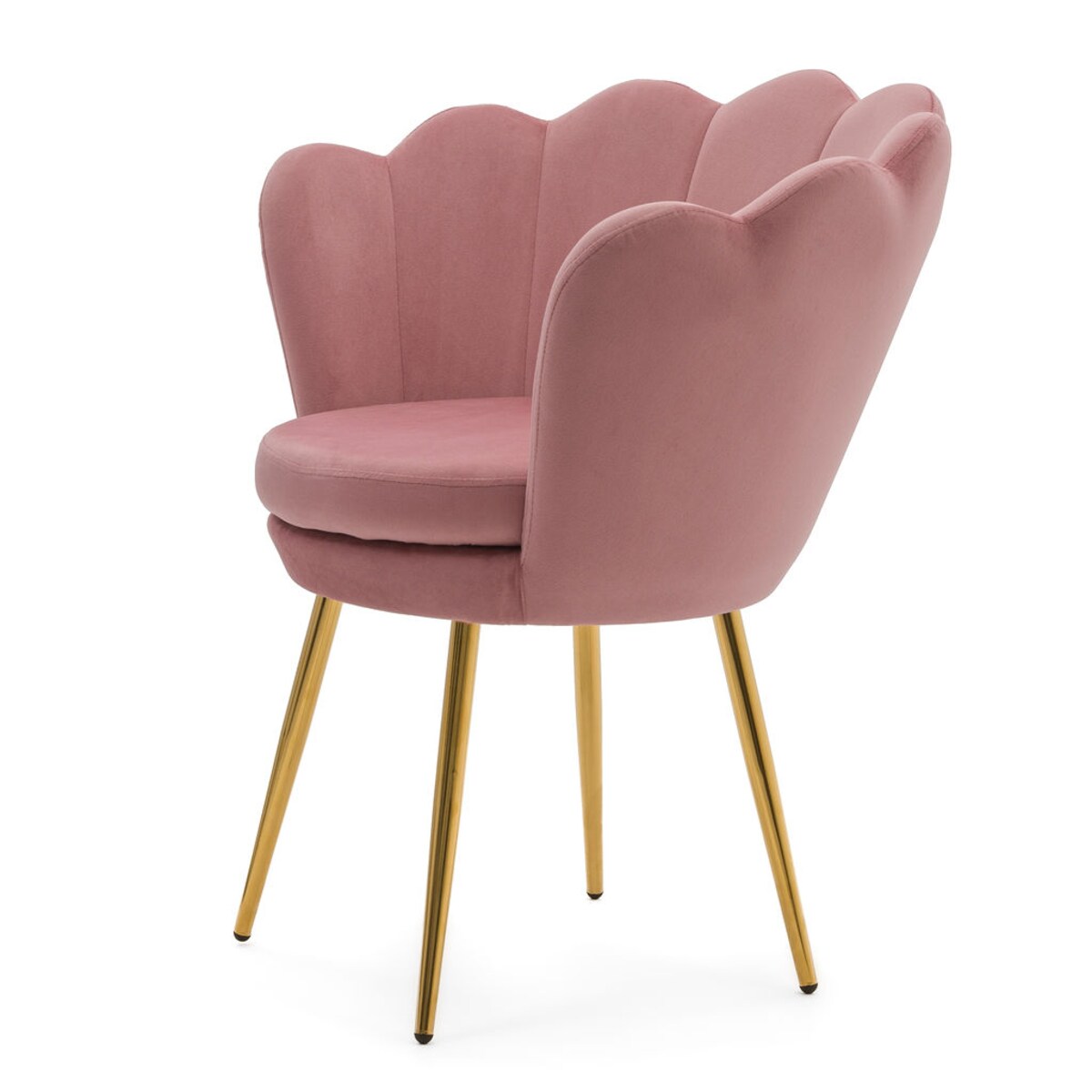 Muszelka krzesło welurowe różowe SHELL złote nogi do toaletki salonu biura