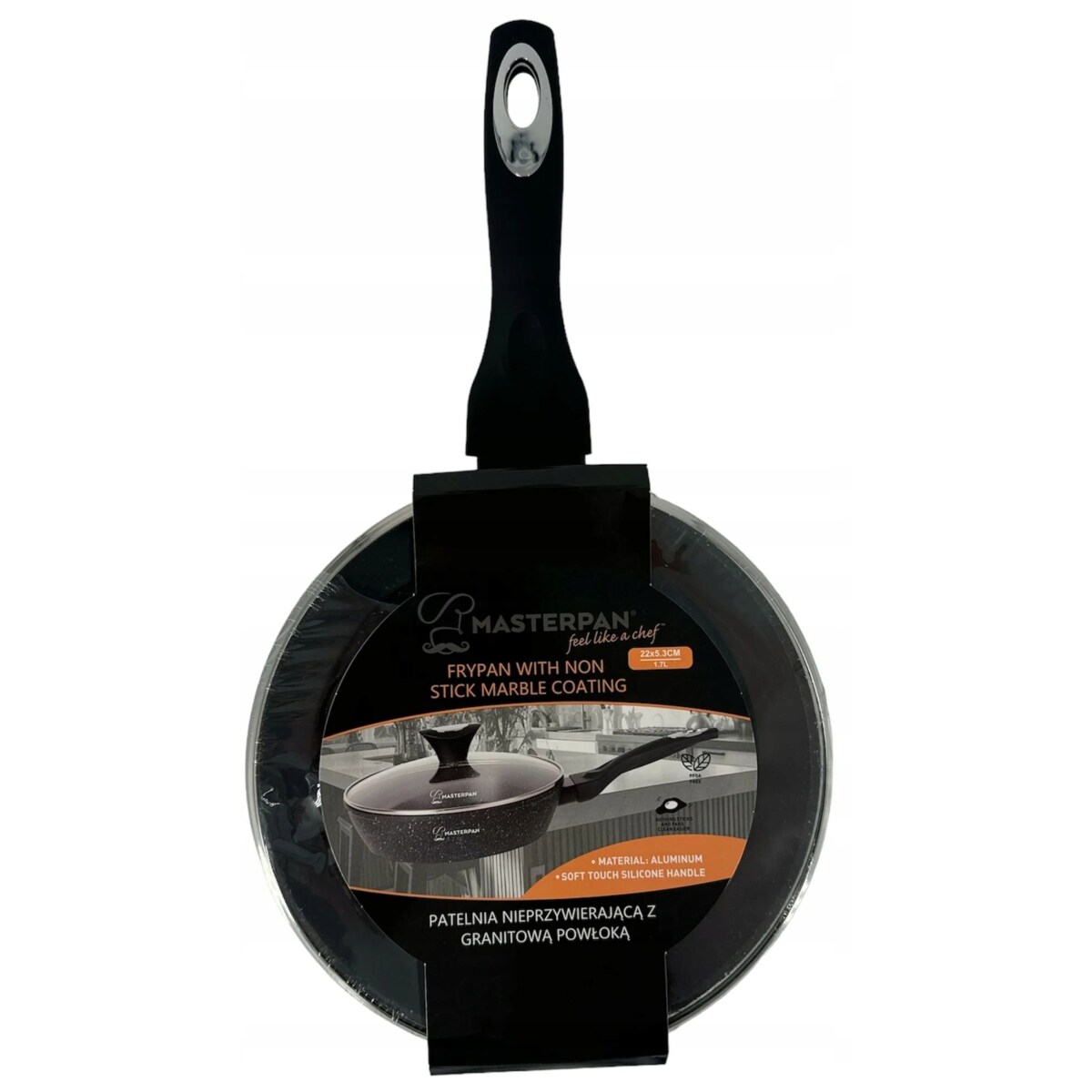 Patelnia Do Smażenia Granitowa Głęboka 22 Cm Z Pokrywką Nieprzywierająca Na Indukcję Gaz