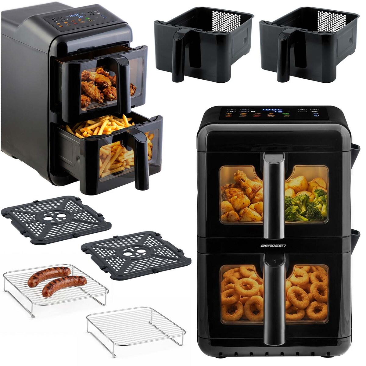 Frytkownica beztłuszczowa Berdsen BD-663 dwukomorowa 11,6L pionowa Air Fryer 3000W