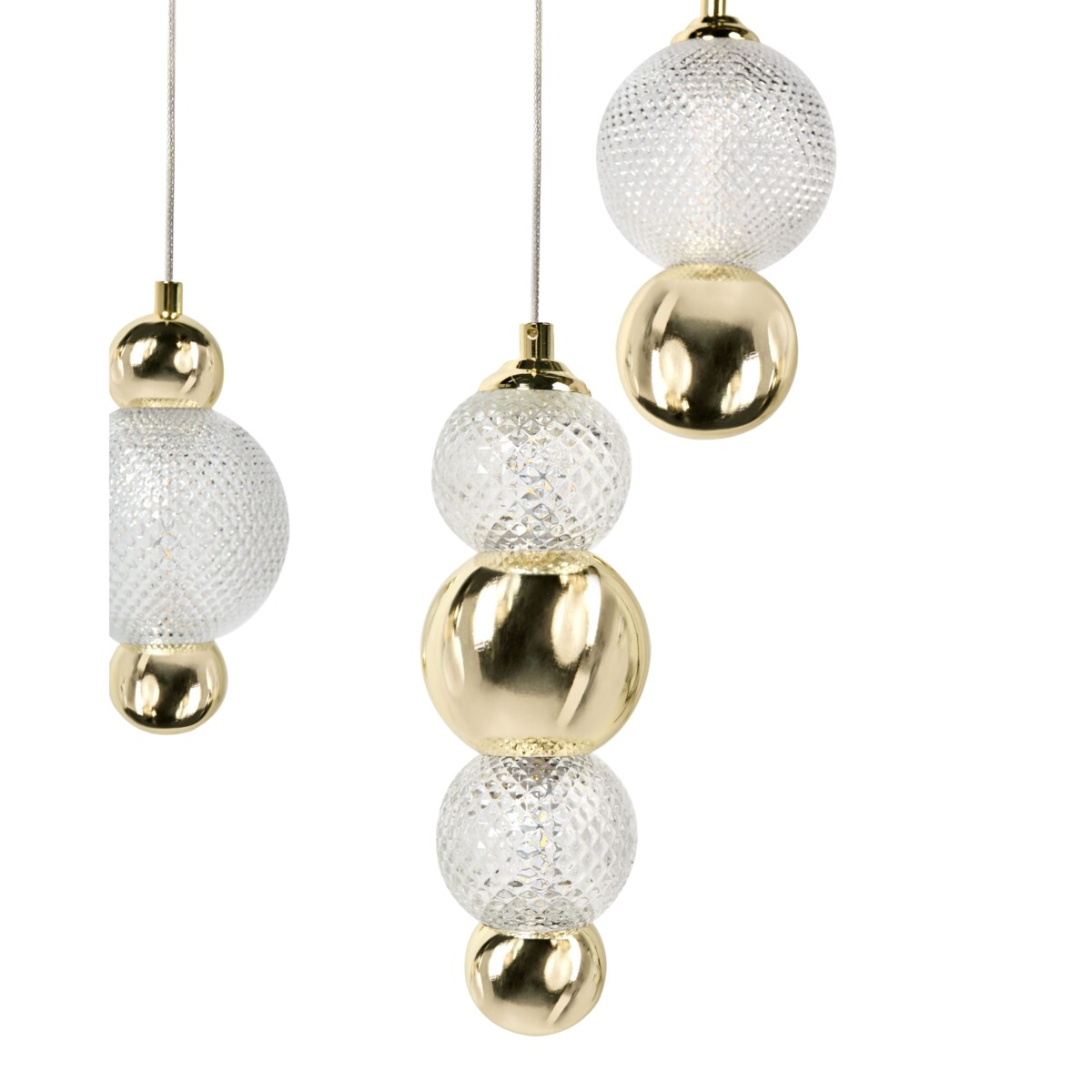 Lampa wisząca 3-punktowa SORA LED Szkło Złoty