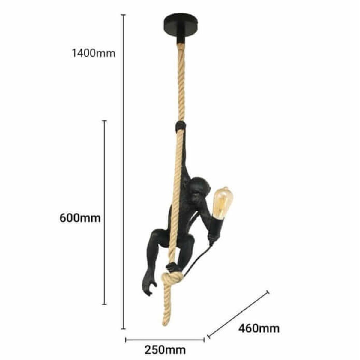 Zwieszana lampa małpka Monkey ABR-KAR-G Abruzzo lina dekoracyjna złoty