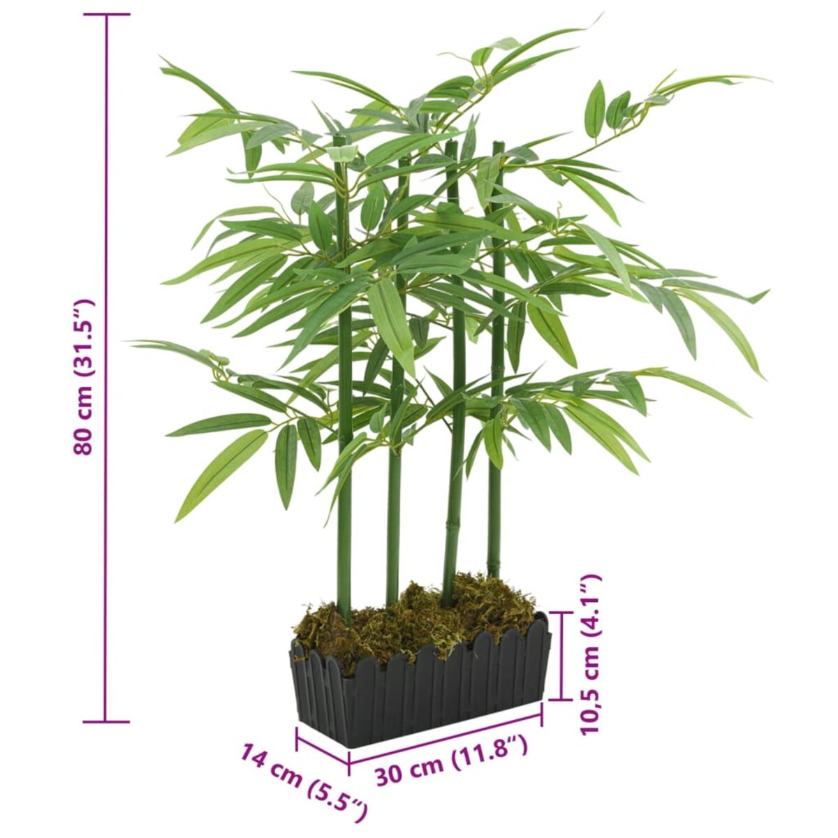 vidaXL Sztuczny bambus, 240 liści, 80 cm, zielony