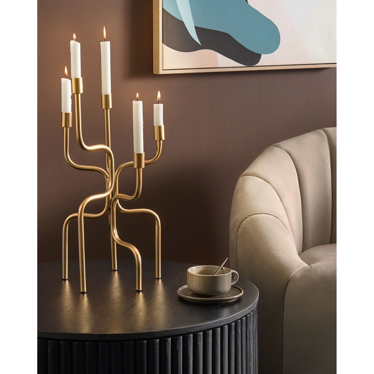 Świecznik PORRTELA Metal 50 cm Złoty