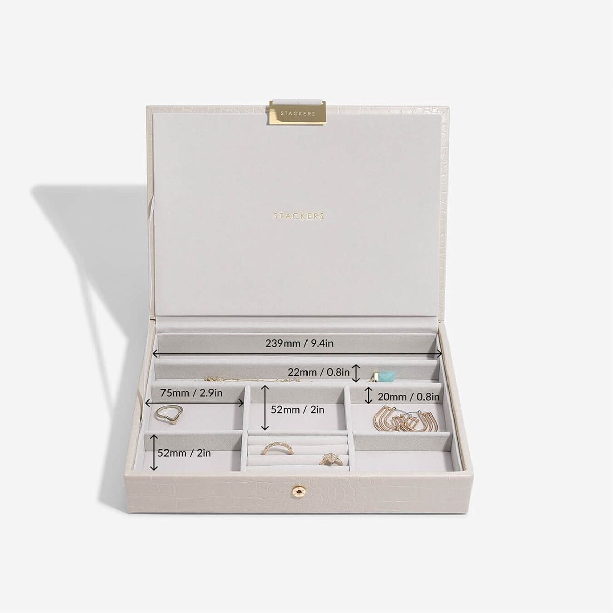Szkatułka na biżuterię Stackers Croc classic putty z pokrywką