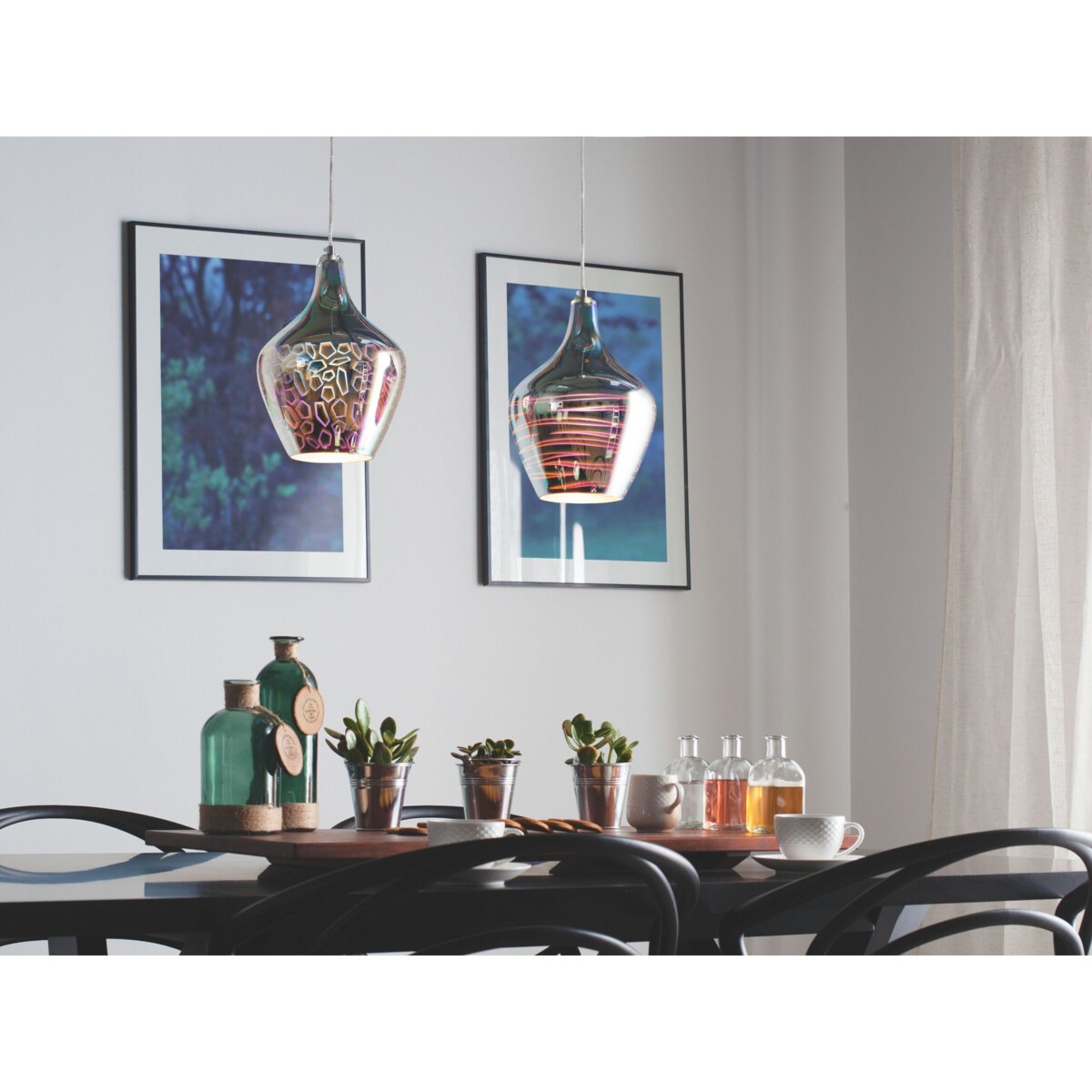 Lampa wisząca szklana srebrna SOANA