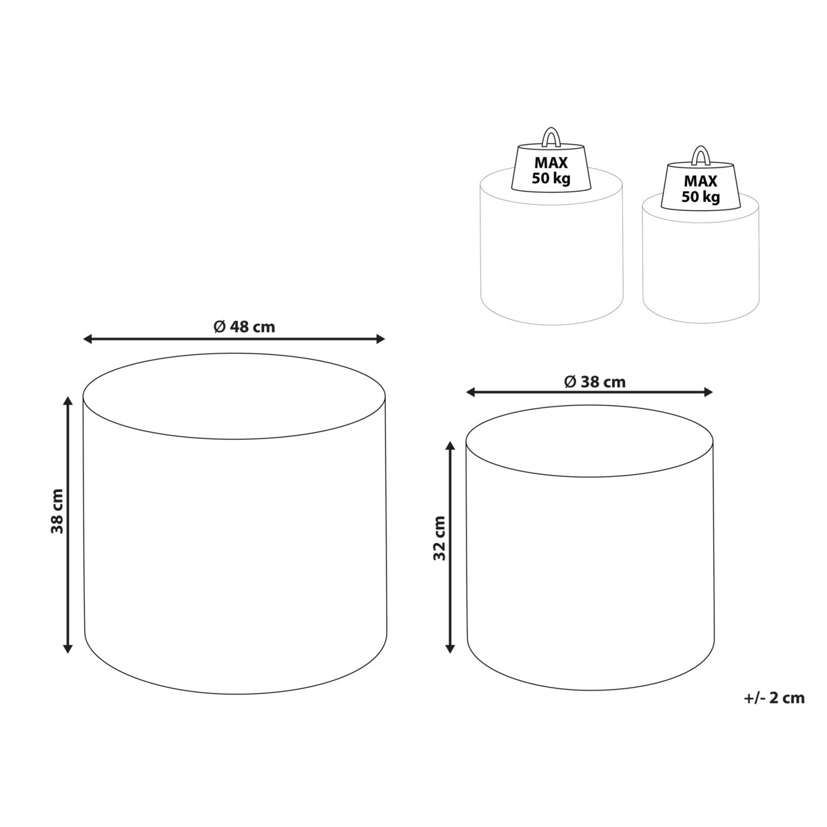 Zestaw 2 stolików kawowych MANTI Jasnobrązowy