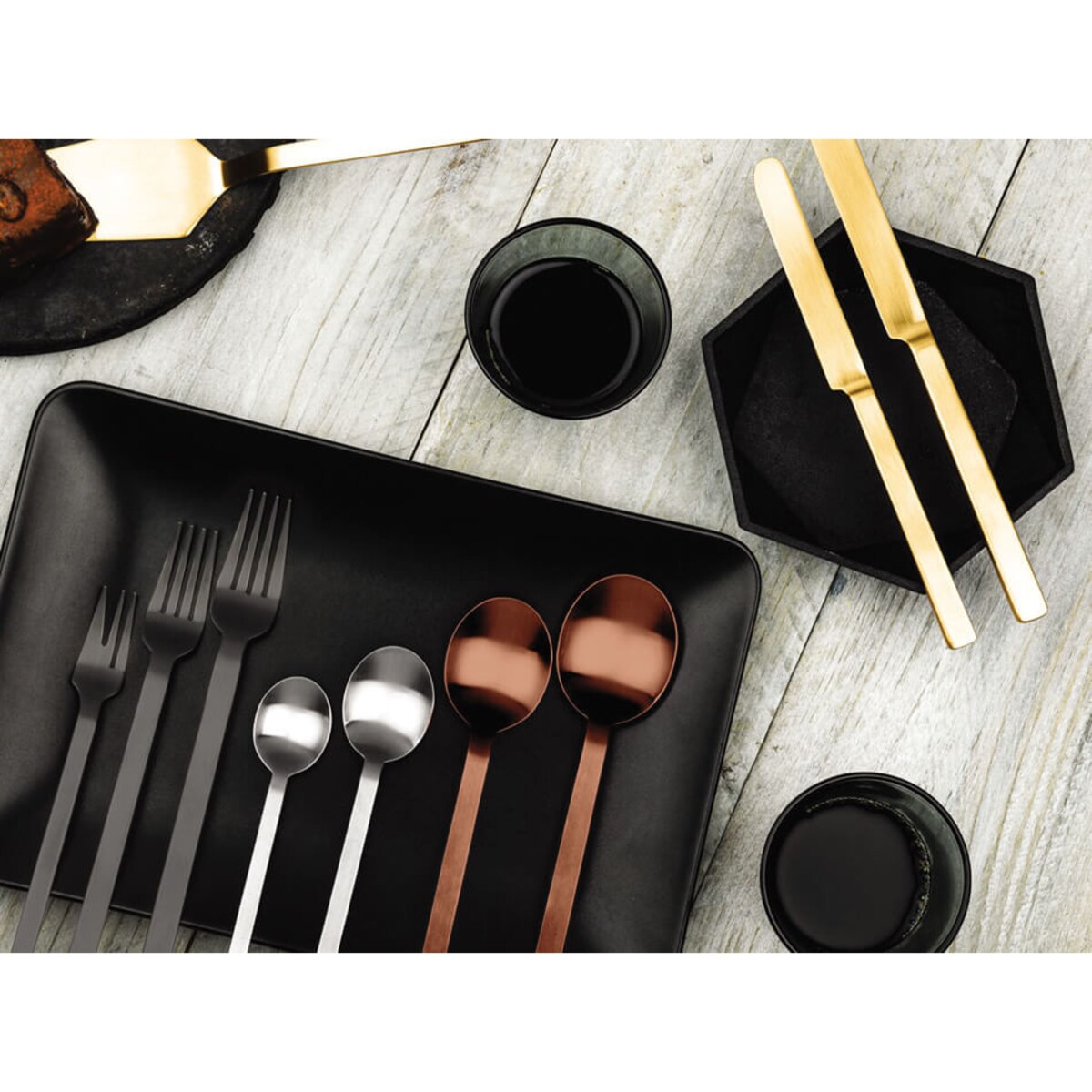 Zestaw sztućców dla 12 osób Oro Ice Stile by Pininfarina, 66 el, Mepra