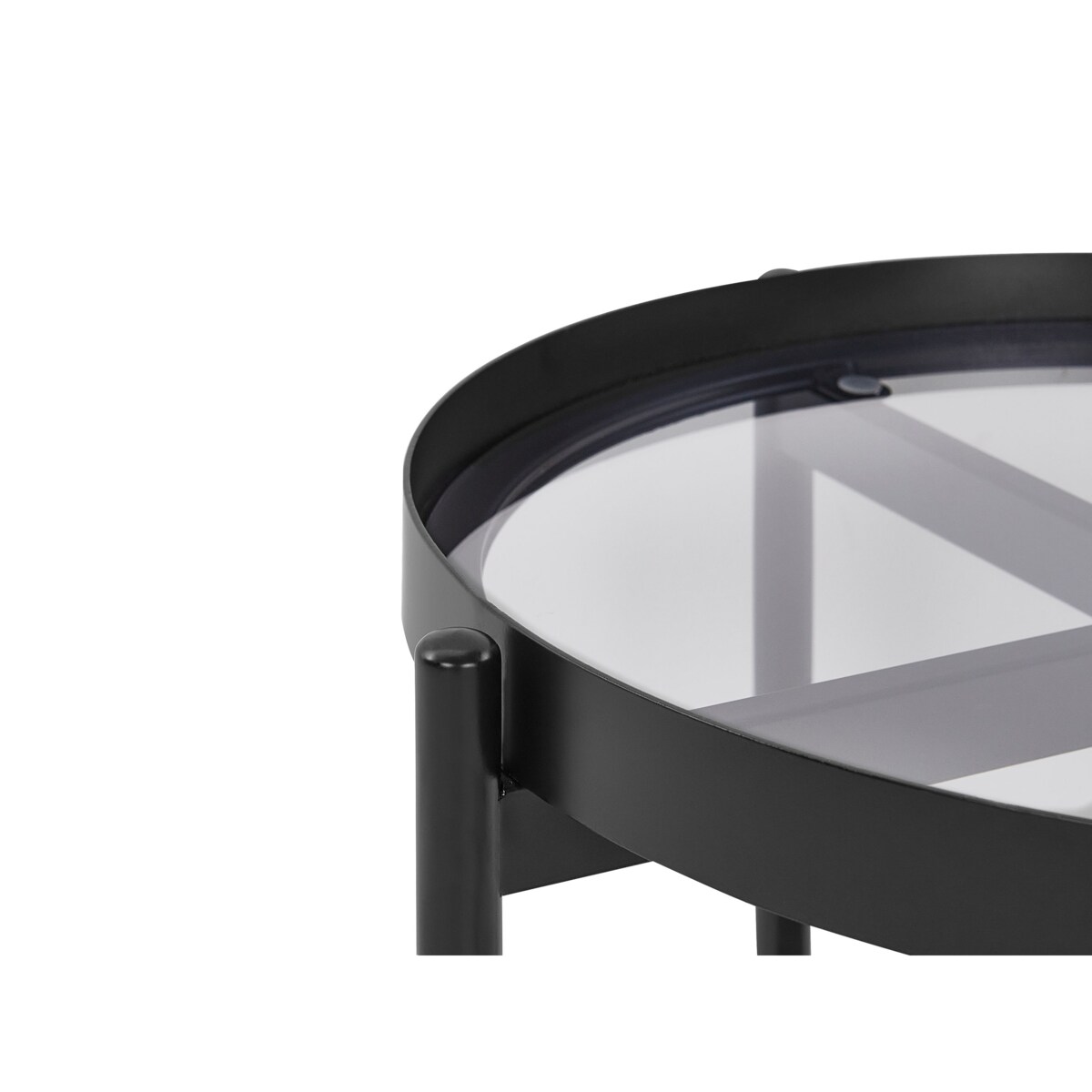 Stolik pomocniczy szklany jasne drewno z czarnym RENO