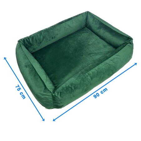 Legowisko Dla Psa Kanapa Posłanie Welurowe 90X75 Cm Prestiżowe Zielone
