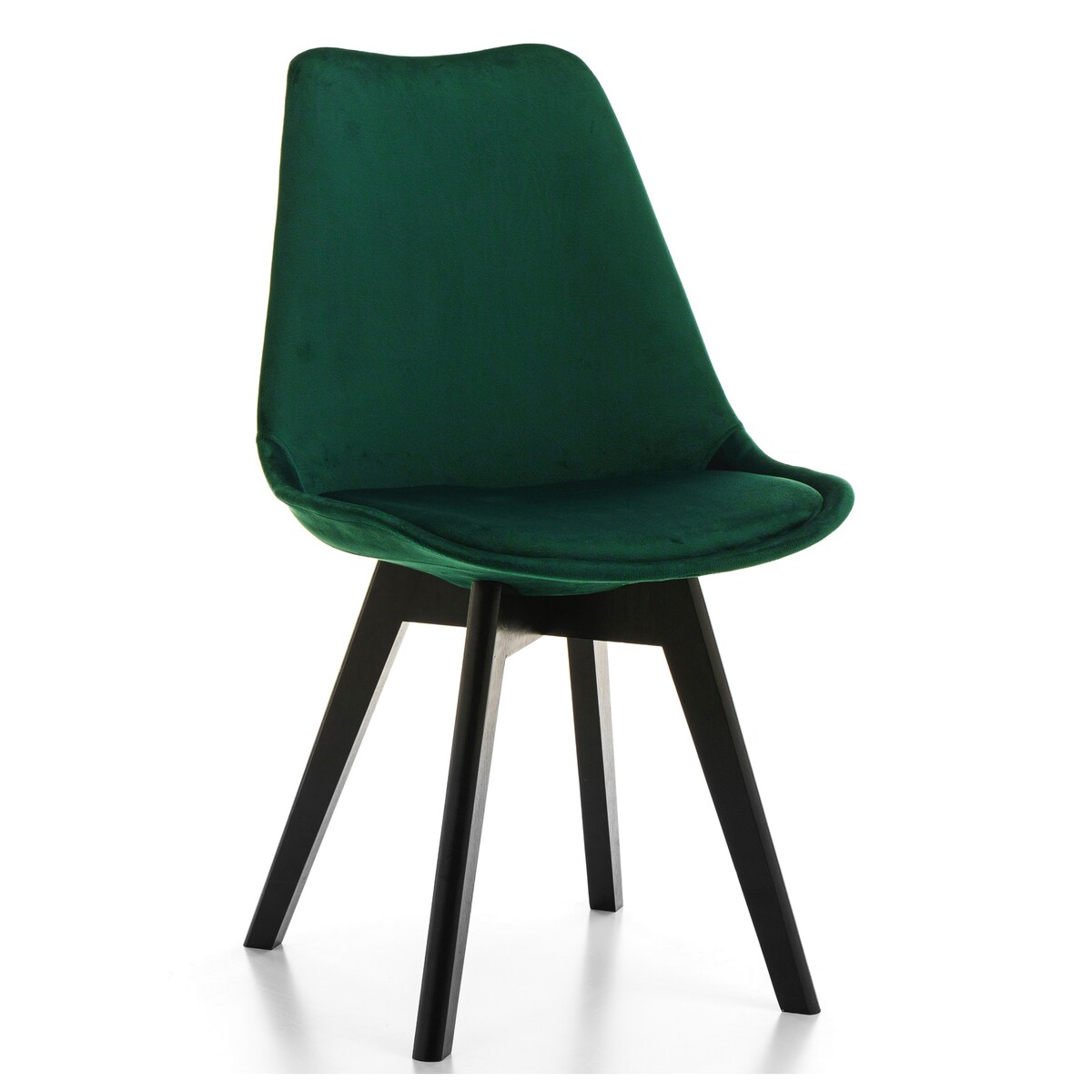 Krzesło skandynawskie z poduszką DUBLIN zielony welur noga czarna