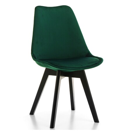 Krzesło skandynawskie z poduszką DUBLIN zielony welur noga czarna