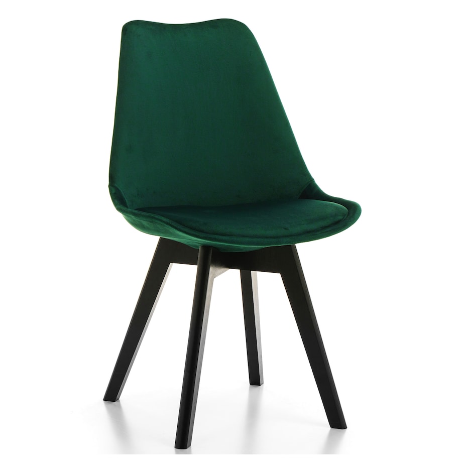 Krzesło skandynawskie z poduszką DUBLIN zielony welur noga czarna