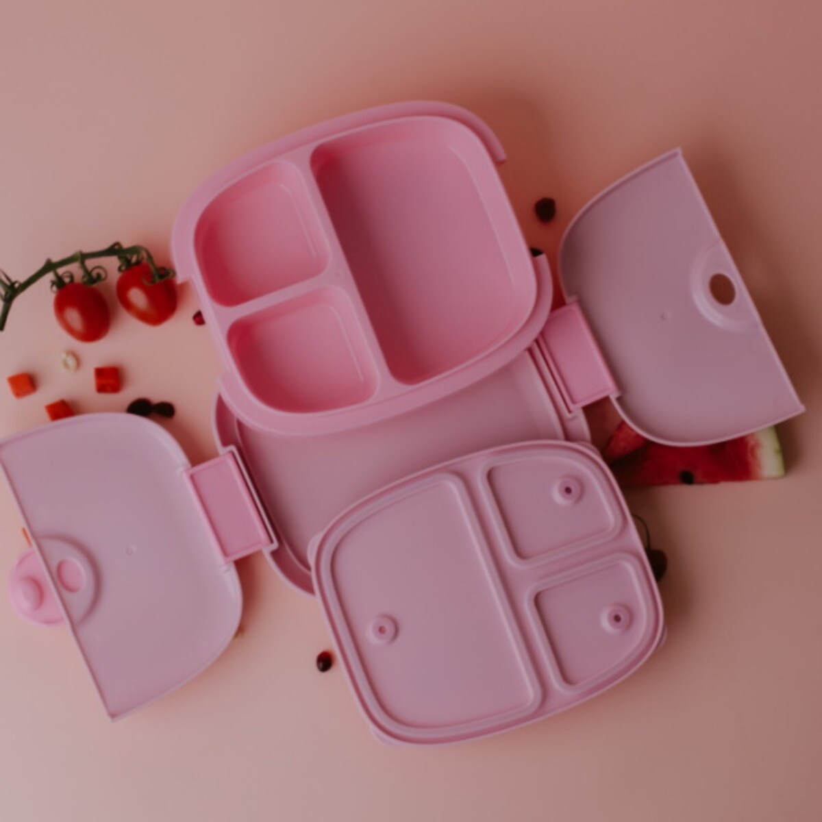 NUUMI szczelny lunch box z naklejkami, Pink
