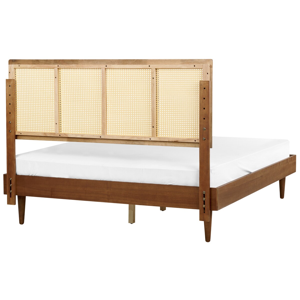 Łóżko LED Rattan AURAY 160 x 200 cm Brązowy