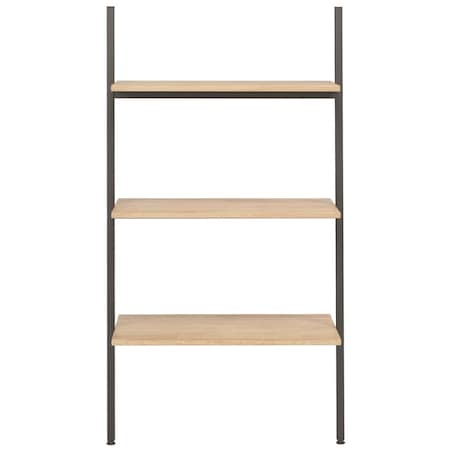 vidaXL Regał drabina z 3 półkami, jasnobrązowo-czarny, 64x34x116 cm