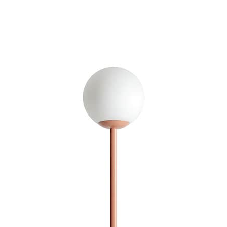 Salonowa lampa podłogowa Pinne 1080A11 Aldex stojąca szklana kula różowa biała