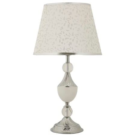 Lampa stołowa Kody, kolor srebrny i biały, żelazo i tkanina, 30 x 30 x 54 cm, 1 x E27, do salonu i sypialni, Mauro Ferretti
