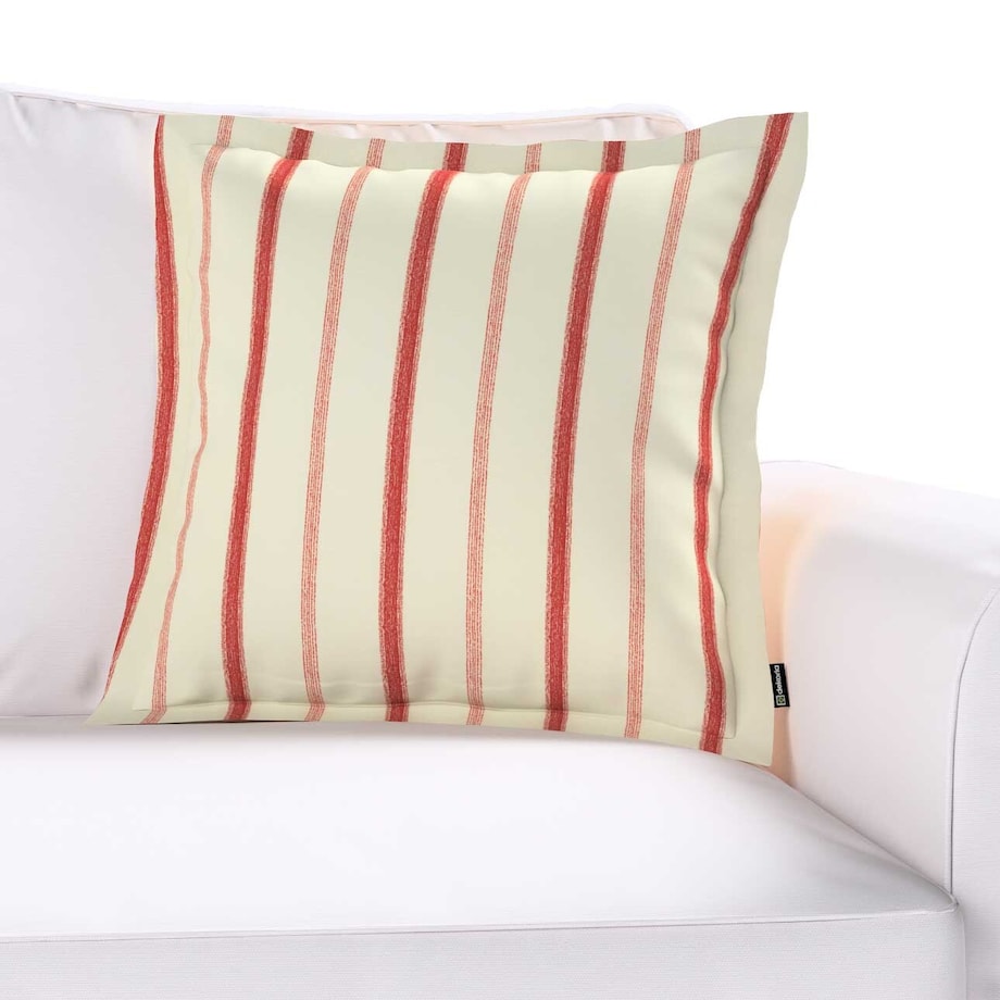 Poszewka Mona na poduszkę 45x45 czerwone paski na tle ecru