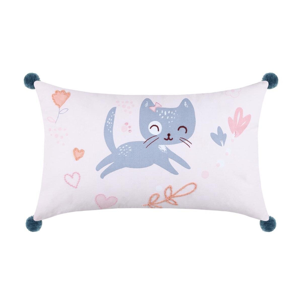 Poduszka dla dziecka ZOELINE z pomponami, 30 x 50 cm