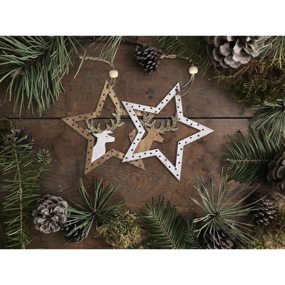 Zestaw 2 szt dekoracji świątecznych KL-21X12 White