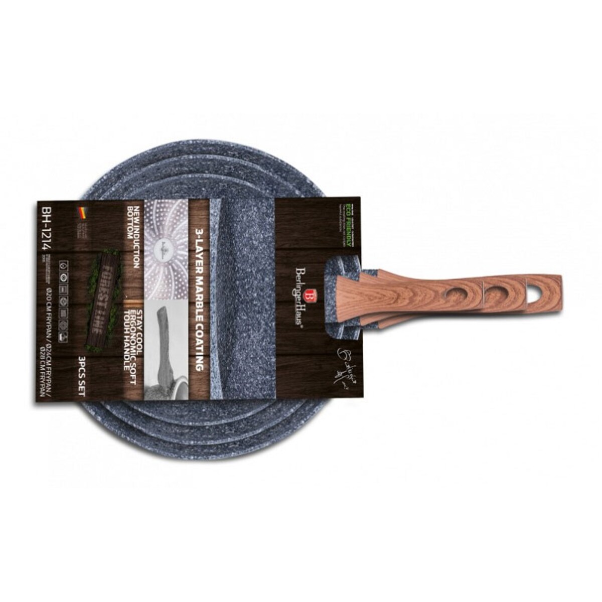 Zestaw patelni 3 ele. 20/24/28 cm BERLINGER HAUS Forest Line
