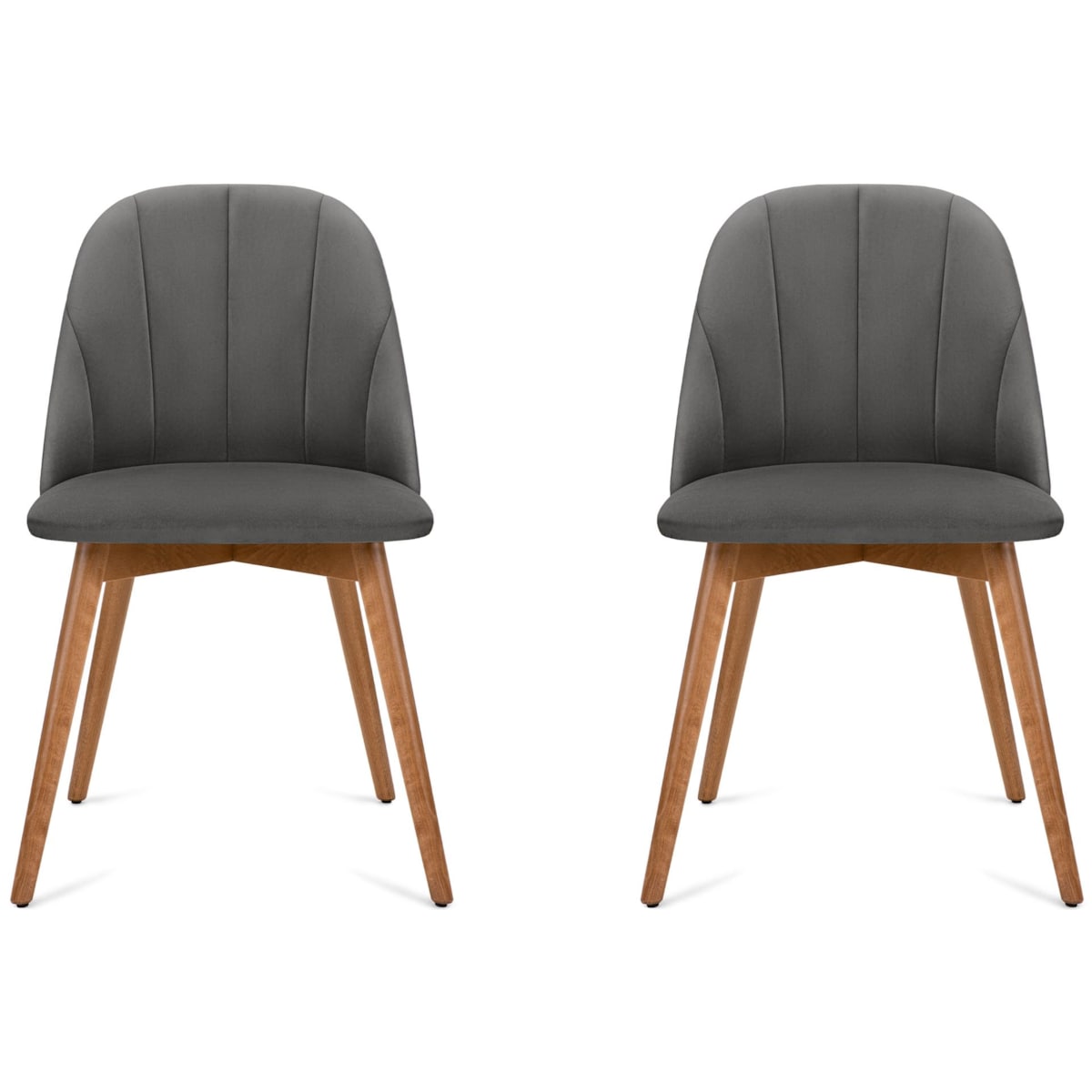 KONSIMO BAKERI Krzesła skandynawskie welurowe, szare, 2 szt