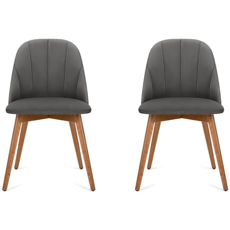 KONSIMO BAKERI Krzesła skandynawskie welurowe, szare, 2 szt