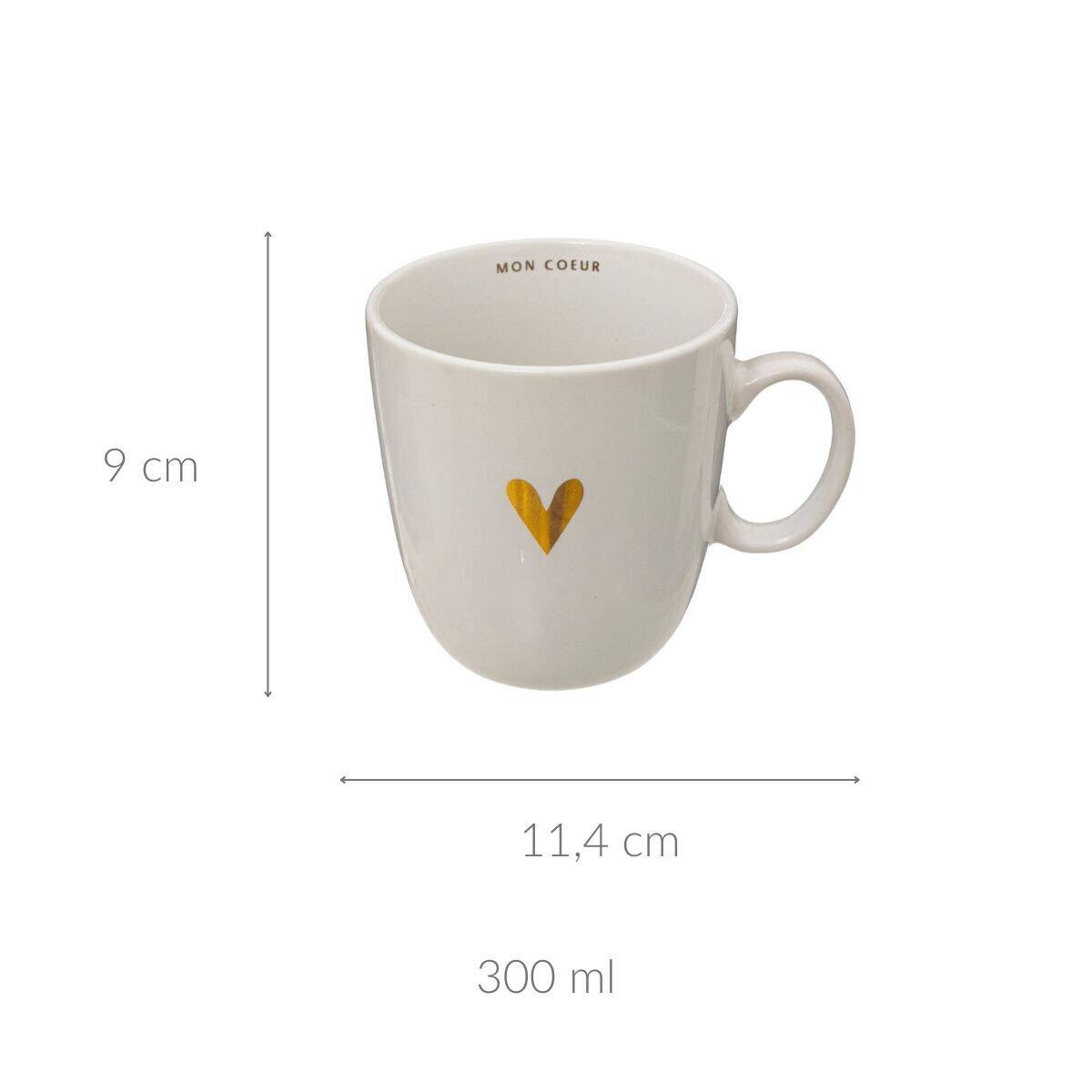 Kubek ceramiczny biały z serduszkiem FLORAL, 300 ml