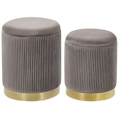 Zestaw 2 pufów ze schowkiem szary MIRAMAR