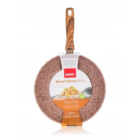 PATELNIA WYSOKA GŁĘBOKA wok 28 cm brązowa banquet aluminiowa do pieczenia