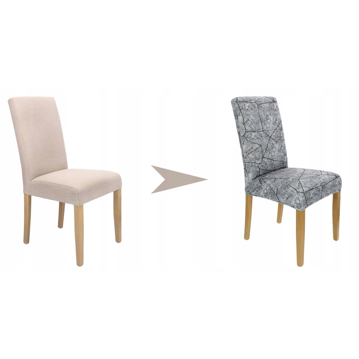 POKROWIEC NA KRZESŁO SZARY WZORY ELASTYCZNY [21CG]