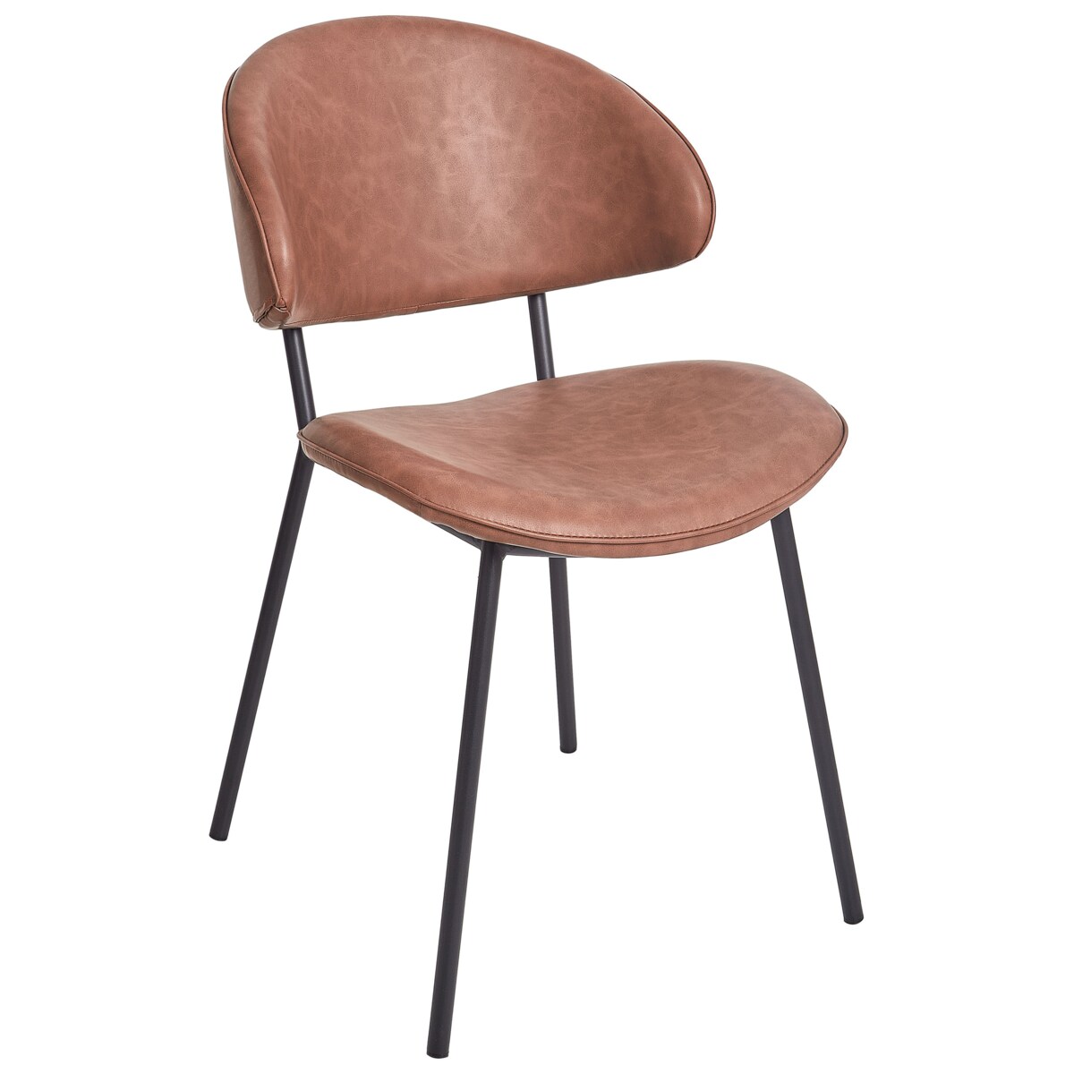 Krzesło do jadalni Zestaw 2 Skóra ekologiczna Brązowy KIANA