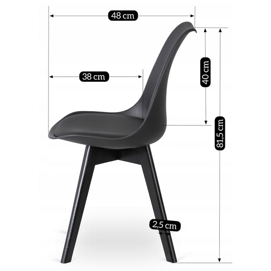 Krzesło Kuchenne Skandynawskie Czarne Do Jadalni Kuchni Salonu SCANDI