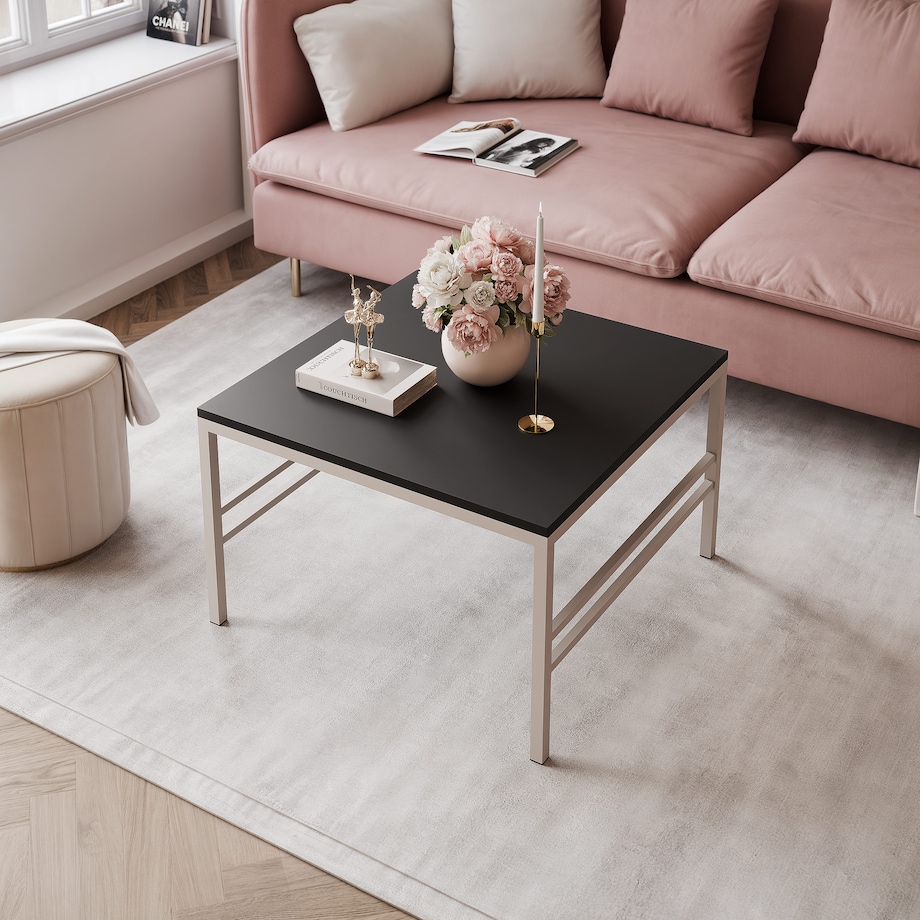 Stolik kawowy CZARNY blat, KASZMIROWY stelaż 70cm FORMA