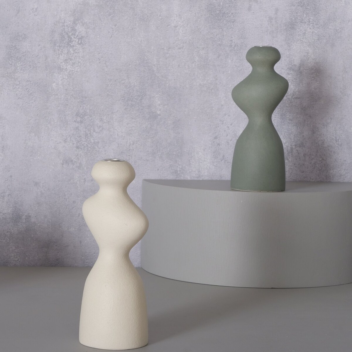 Świecznik ceramiczny o nieregularnym kształcie MORANA, 22 cm