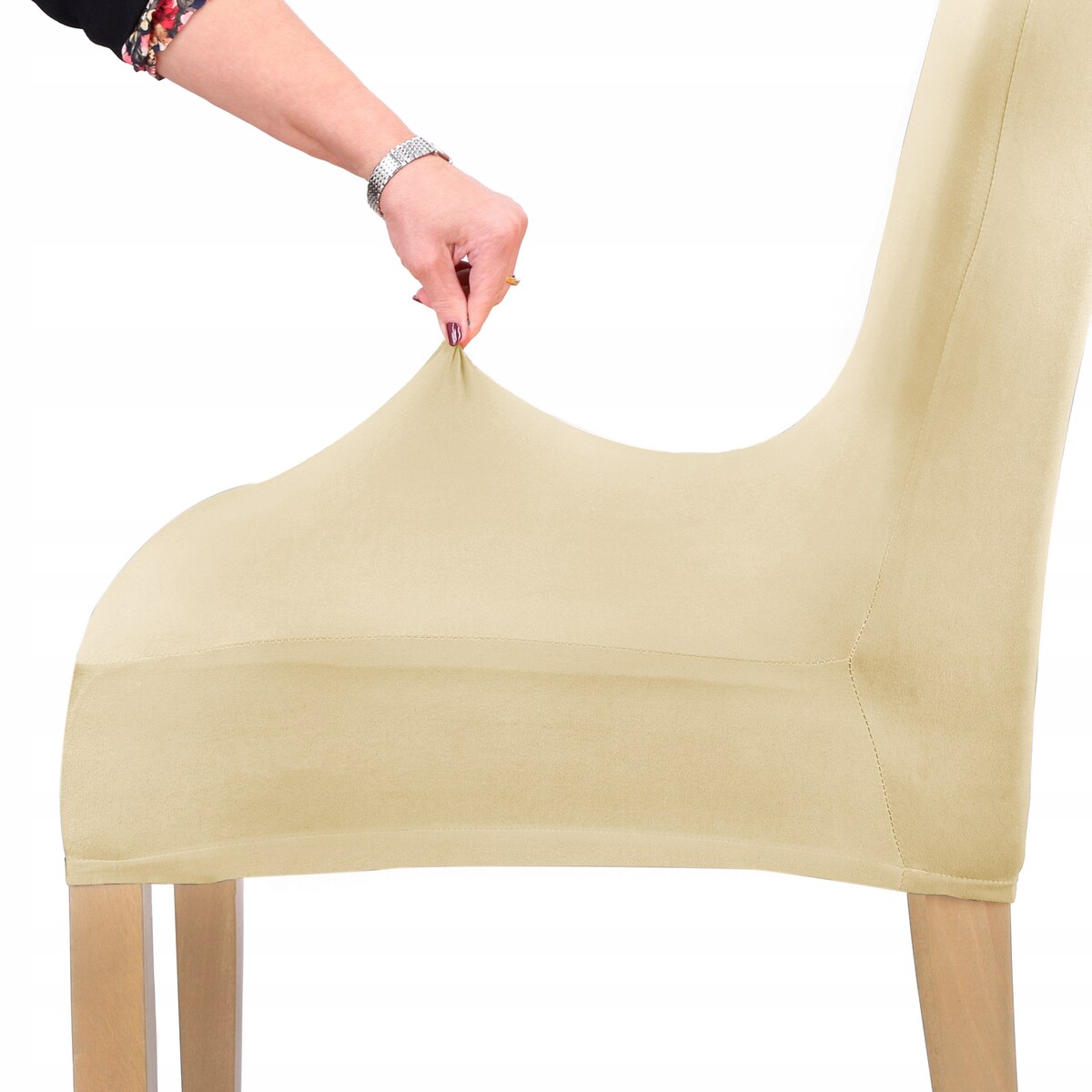 POKROWIEC NA KRZESŁO JASNY BEŻ ELASTYCZNY [21M]