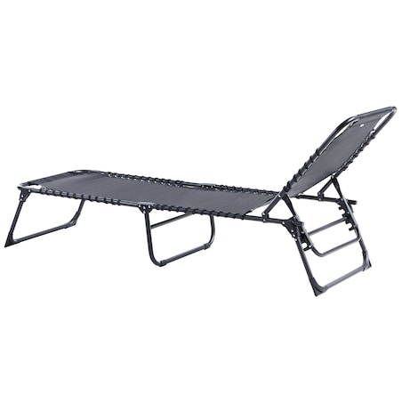 Leżak ogrodowy AMBATO Rozkładany Metal Czarny