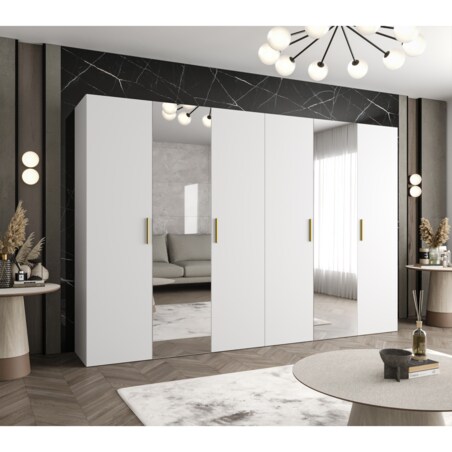 Szafa uchylna otwierana BARI 2 300 wys. 202 cm Biały + u. Złoty