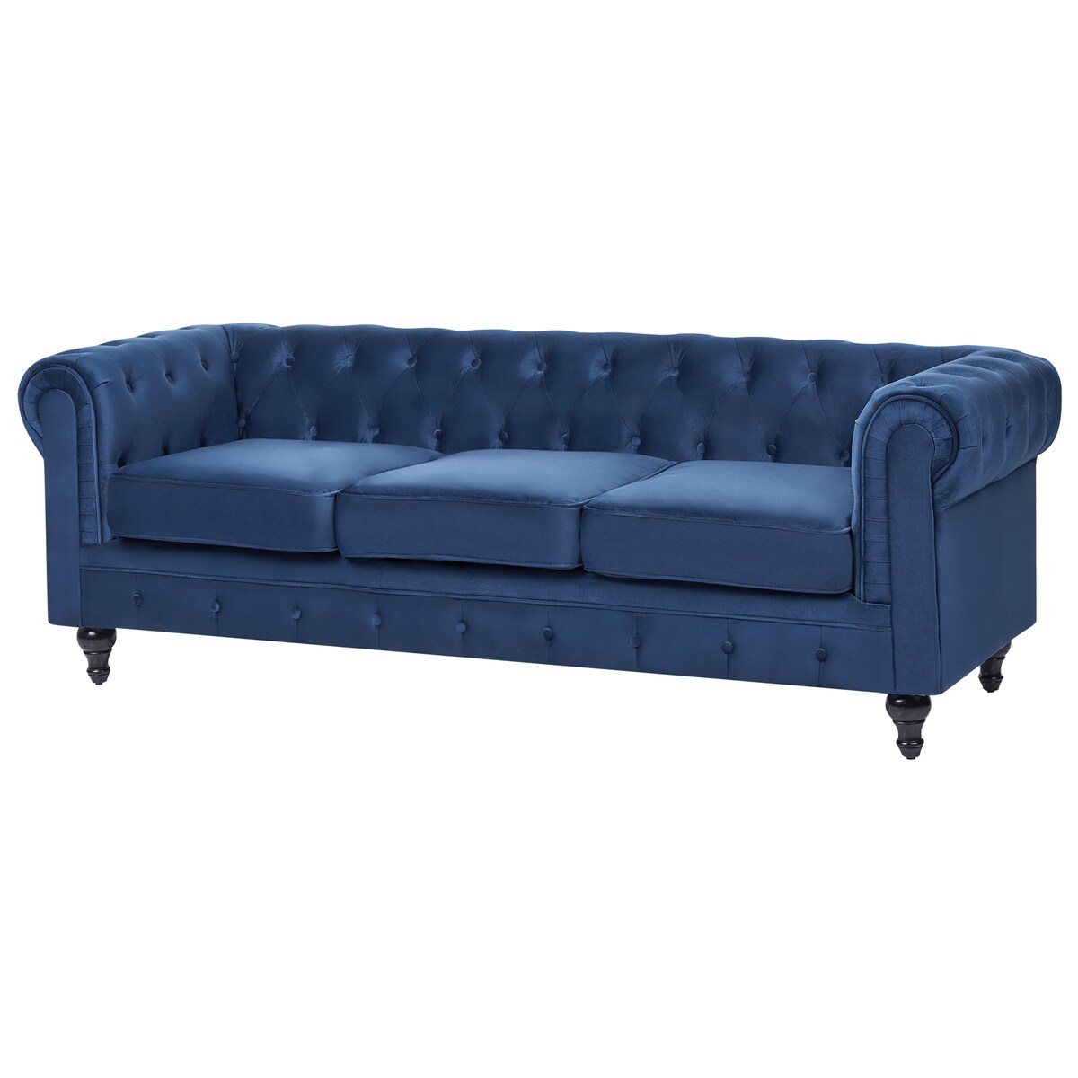 Sofa dla 3 osób CHESTERFIELD Welur Granatowy