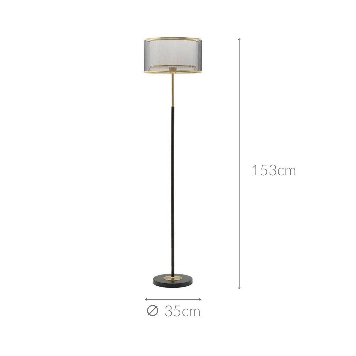 Metalowa lampa podłogowa, czarna, 153 cm