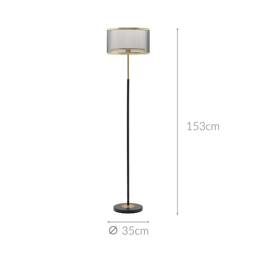 Metalowa lampa podłogowa, czarna, 153 cm