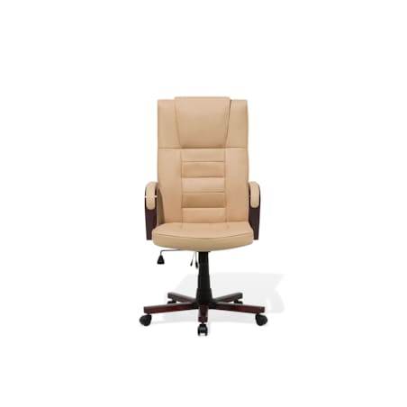 Fotel biurowy regulowany z funkcją masażu skórzany beżowy DIAMOND